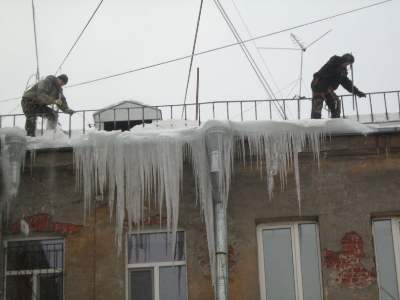 чистка крыши от сосулек